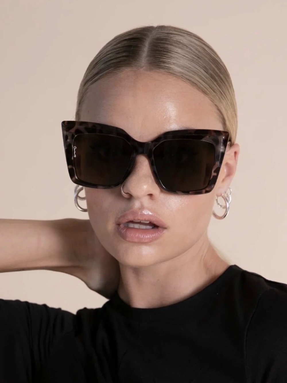 otra holly brown & black leopard oversized square statement sunglasses eyewear